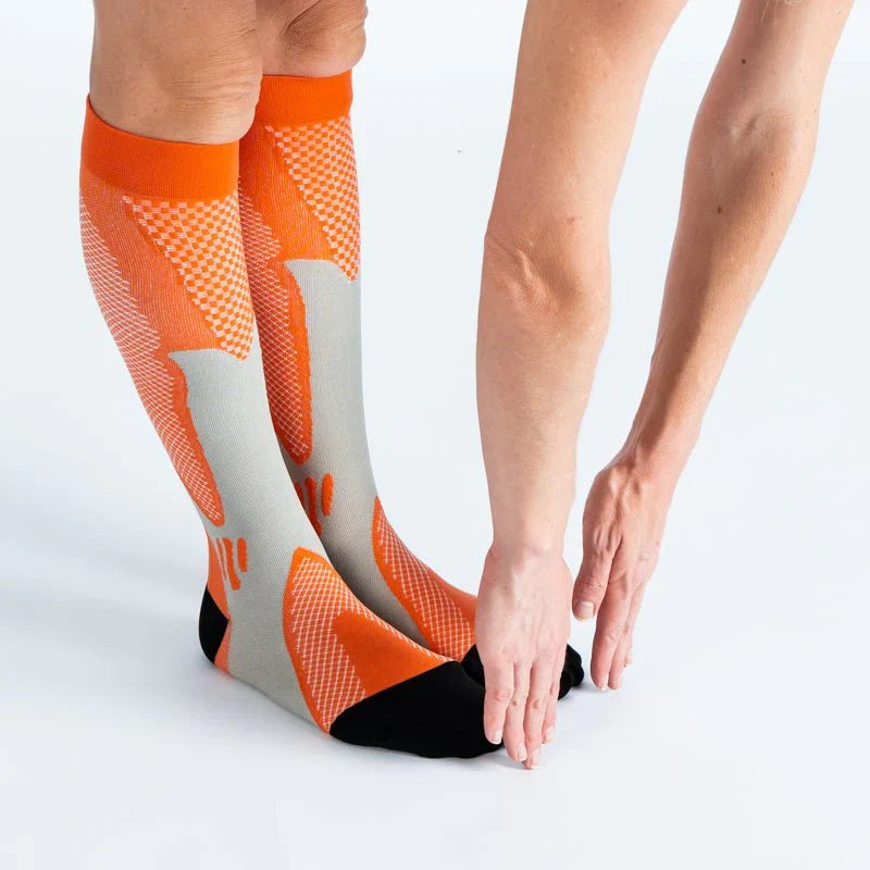 FlexRelief™ Compression Socks – Royal Orange Black