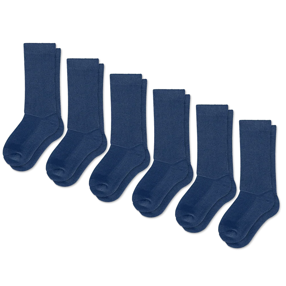 Padded Easy-Stretch Crew Socks – Navy Blue