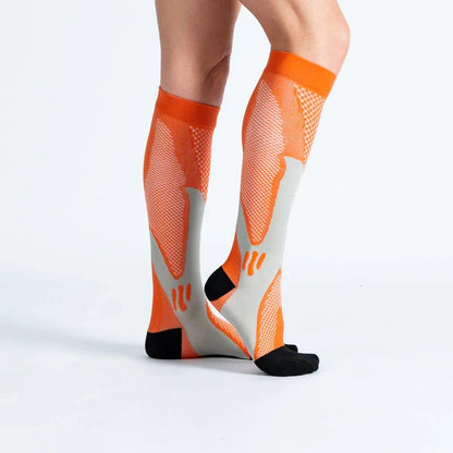 FlexRelief™ Compression Socks – Royal Orange Black